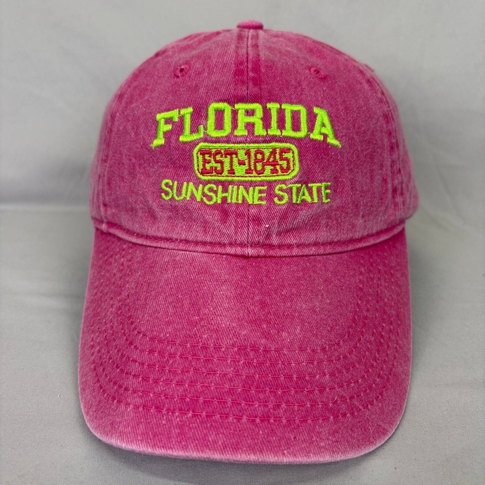 Outback America Hat Florida Sunshine State Unisex OSFA Pink Acid Wash Cap